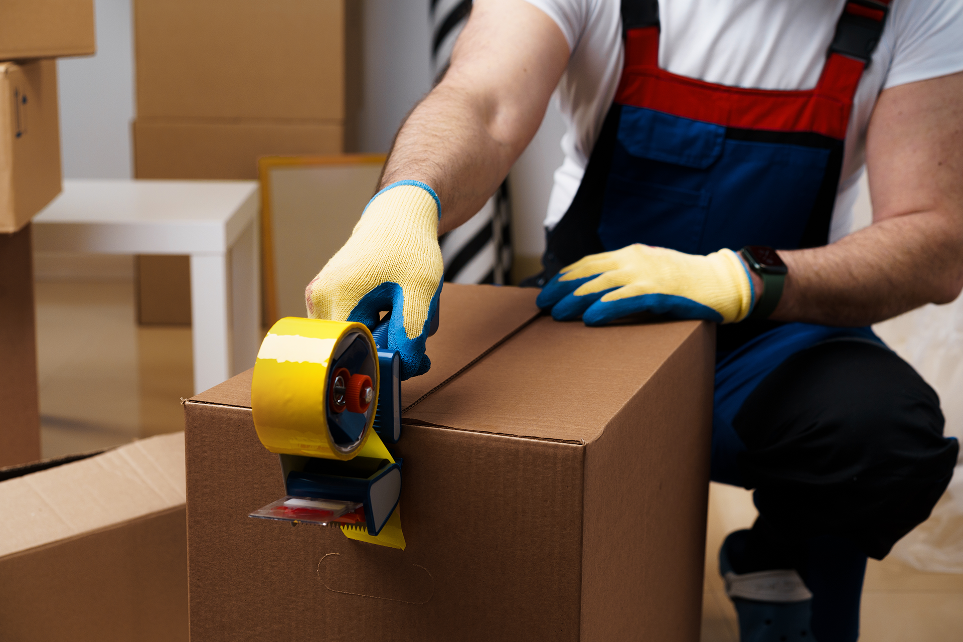 Packing fragile items with protective wrap